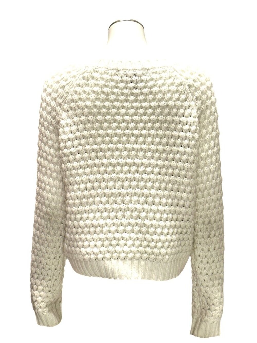 Forever 21 Size Medium White Waffle Knit Crop Top Casual Lounge Wear Cozy Vibe - Picture 3 of 9